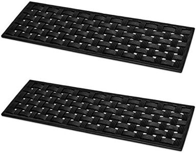 BIRDROCK HOME 9 x 30 Rubber Stair Mat with Basket Weave Design - Tread Mat - Stairs Treads - Keeps Your Floors Clean - Anti Slip Outdoor Steps Doormat - Decorative Design (2 Pack)