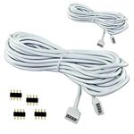 RGBZONE 2 Pack 5M 16.4ft Extension Cable Connect Female Plug to SMD 5050 RGB LED Strip light with Free 4pcs 4pin Connector