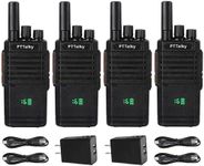 PTTalky FR2 Plus Walkie Talkies, FRS 2 Way Radios Long Range with Hidden Display,Hands Free,USB-C,1200mAh,Two Way Radio for School Retail Patrol(4 Pack)