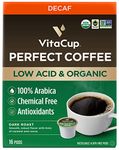 VitaCup Organic Perfect Dark Roast Decaf Coffee Pod for Pure & Clean Energy & Antioxidants from Low Acid, Guatemala Single Origin in Recyclable Single Serve Pod compatible w/Keurig K-Cup Brewers,16CT