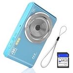 Digital Camera, FHD 1080P 44MP Digital Camera for Kids Video Camera with 64GB SD Card 16X Digital Zoom, Compact Point and Shoot Camera Portable for Kids Boys Girls Teens Students Seniors (Blue)