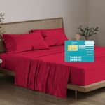 THREAD SPREAD 100% Egyptian Cotton Sheets Queen Size - 800 High Thread Count Sheets Queen, 4 PC Luxury Hotel Sheets for Queen Size Bed, 16" Deep Pocket Sateen Weave Soft Cooling Bedding Sets - Red