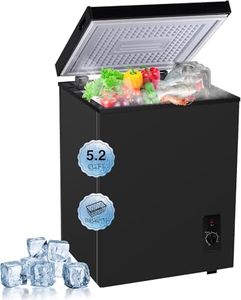 Compact Deep Freezer, 5.2 Cu Ft Chest Freezer with 6 Adjustable Thermostat, Top Open Door Freezer with Removable Basket, Energy Saving Freezer for Home, Apartment, Office, Black