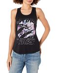 STAR WARS Women's Episode VII Galactic Poster Ideal Racerback Graphic Tank Top, Black, Medium