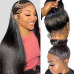 360 Lace Front Wigs Human Hair Wigs For Women Straight Brazilian Glueless Wig Human Hair Lace Front Wigs Human Hair Natural Black 180 Density 360 Lace Frontal Wig Pre Plucked With Baby Hair （30Inch ）