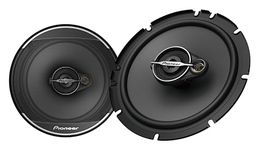 Pioneer A-Series Standard TS-A1671F, 3-Way Coaxial Car Audio Speakers, Full Range, Clear Sound Quality, Easy Installation and Enhanced Bass Response, Black and Gold Colored 6.5” Round Speakers