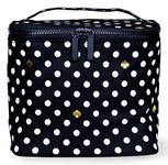 Kate Spade New York Insulated Soft Cooler Lunch Tote with Double Zipper Close and Carrying Handle, Polka Dots (Black/White)