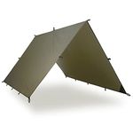 AQUAQUEST Guide Waterproof Camping Tarp - Ultralight Bivy Shelter or Rain Fly - Camping Gear Must Haves for Hiking, Hammock & Survival, 15 x 15 ft, Olive Drab