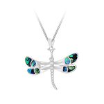 Tuscany Silver Women's Sterling Silver Pave Shell Dragonfly Pendant on Curb Chain Necklace of 46 cm/18 inch