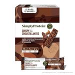 Simply Protein - Dark Chocolate Almond Crispy Bars - Plant Based Protein Bars - Low Carb, Low Sugar, High Fibre - 13g Protein, 2g Sugar, 7g Fibre - Vegan, Gluten Free, Non GMO, Kosher - 12 Bars