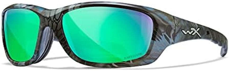 Wiley X WX Gravity Captivate Polarized Sunglasses, ANSI Z87 Safety Glasses for Men and Women, UV Eye Protection for Fishing and Biking Kryptek Neptune Frames, Green Mirror Tinted Lenses