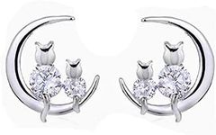 Baobei cat Earrings for women rose gold 925 Sterling Silver stud earrings, Cubic Zirconia Cat In Sweet Heart Stud Earrings For Girls friendship birthday gift, jewellery gifts for women, jewellery Box, Crystal, Cubic Zirconia