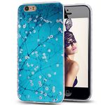 iPhone SE Case,iPhone 5S Case,NSSTAR Scratch-Proof Ultra Thin Crystal Clear Rubber Transparent TPU Soft Silicone Bumper Case with Shockproof Protective for iPhone SE 2016/iPhone 5S 5,Blue Plum Blossom