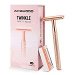 KINGHOOD Twinkle Series Zero Waste Shaving Razors for Men and Women，Double Edge Safety Razor with 10 Blades(Gold)