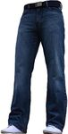 BNWT New Mens Wide Leg Bootcut Flared Blue Heavy Denim Jeans All Waist & Sizes Dark Blue 36W X 32L