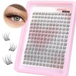 PHKERATA Wispy Cluster Lashes Natural Individual Eyelashes 180Pcs 9-12MM Lashes Individual Cluster Short Wispy C Curl Eyelash Clusters 9-12MM Super Thin Band Eyelashes