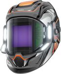 ANDELI Welding Mask with LED Light – 180° Panoramic 3.94"x3.74", True Colour Auto Darkening, 1/1/1/1, 6 Arc Sensors, Wide Shade 4/5-8/9-13, Type-C Fast Charging for TIG/MIG/ARC/Cut/Grind