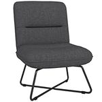 HOMCOM Armless Accent Chair, Upholstered Side Chair for Living Room with Crossed Steel Legs, Dark Grey