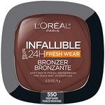 L’Oréal Paris Infallible Up to 24H Fresh Wear Bronzer, Longwear Soft Matte Finish, Waterproof & Heatproof, 550 Deep Dark, 0.31 oz