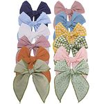 Fable Bow Hair Clips Baby Girls Women Cotton Linen Hair Bow Clips Large Sailor Hair Bows Accessories Hairgrips (Avocado Blue)