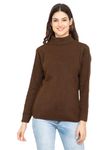 Kvetoo Acrylic High Neck Sweater for Women Brown Size Medium