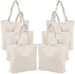 Segarty 6 Packs Large Canvas Tote Bags, 20X15 Inch Reusable Grocery Bags, Heavy Duty Shopping Bags with Bottom Gusset, Natural White Blank Cloth Shoulder Bags Perfect for DIY Crafting Decorating