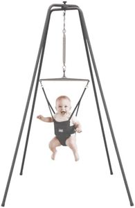 Jolly Jumper Elite (Grey) Baby Exerciser - Sturdy Frame, 6 ft Tall Stand Baby Jumper, Indoor and Outdoor Exercise Saddle Seat, Adjustable Height, for Infants up to 28 lbs