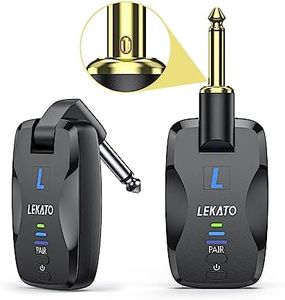 LEKATO 2.4GHz Wireless Guitar System with Silent Plug, Guitar Wireless Transmitter Receiver, Rechargeable Digital Guitar System, for Electronic Instruments, Electric Guitars, Bass