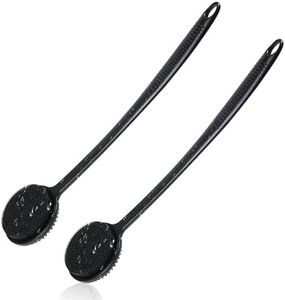 VWMYQ 2 Pack Back Scrubber for Shower, 17in Lengthen Long Handle Body Brush, Double Sided Shower Brush for Shower Exfoliating and Massage Can Produce Rich Foam, Long Handle Back Scrubber for Men