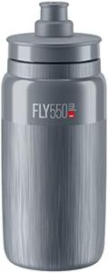 Elite Fly 550ml Bottle (Grey, Textured) – Ultra-Lightweight Sports Drink Bottle with High Flow Valve