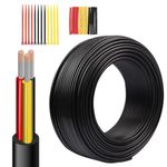 Wirelume 16 AWG 1.5mm² Electrical Wire 3 Core Conductor 16 Gauge Extension Cable Stranded PVC Oxygen-free Copper 10FT/3.048M Low Voltage Tinned Copper Cable for LED Automotive Battery Solar Marine