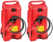 Scepter Flo N' Go Duramax 14 Gallon Portable Gas Fuel Tank, Container Caddy Can with LE Fluid Transfer Siphon Pump and 10 Foot Long Hose, Red, 2-Pack