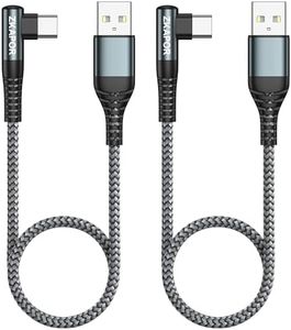 ZKAPOR USB C Charger Cable 30CM 2Pack, Right Angle USB C Cable Fast Charging Nylon Type C Charger Cable Compatible with iPhone 15 Pro Max, Galaxy S23 S22, Note, Huawei P40 P30, Google Pixel