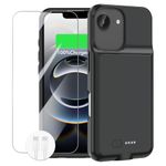 GIN FOXI Battery Case for iPhone 16/16e,[2026 New] Fast Charging Case Charger 8500mAh Ultra-Slim Lightweight Rechargeable Battery Pack Anti-Fall TPU Powerful Juice Box for iPhone 16/16e (6.1") Black