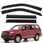 Lightronic WV94744 Outside-Mount Side Window Visors Deflectors Vent Rain Guards, Dark Smoke, 4-Pieces Set, Fits 2003-2008 Honda Pilot