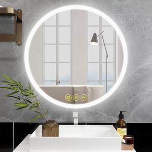 Bathroom Mirror SmartReflex Oval LED Mirror Backlit 3000K-6400K Frameless Anti-Fog Dimmable Bathroom/Vanity Mirror, 36 * 36 * 1.2 Inches