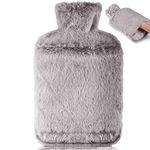 BOLEi Hot Water Bottle with Luxury Cosy Faux Fur Cover, 2L Leakproof Large Hot Water Bag for Neck, Shoulder Pain and Hand Feet Warmer, Ideal for Women, Seniors & Children(Brown)