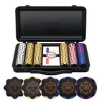 SLOWPLAY Nash 14g Clay Poker Chip Set Black Gold Edition– 300PCS Full Set for Texas Hold’em | Numbered Chips: 1, 5, 25, 100, 500 | Premium Case with Durable German Polycarbonate Shell