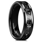 King Will 6mm Mens Wedding Band Black Plated Tungsten Wedding Ring for Men Silver Meteorite Inlay High Polished Engagement Ring Daily Wear丨Galaxy Collection N (7)