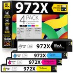 Smart Ink Compatible Ink Cartridge Replacement for HP 972X 972 (4 Pack Combo) to use with PageWide Pro 477dw 577dw 452dw 477dn 452dn 577z 552dw P55250dw Printers (Black & Cyan Magenta Yellow)