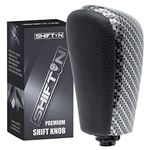 SHIFTIN Leather Wood Gear Shift Knob Stick Shifter for Toyota Land Cruiser Prado FJ-150 Lexus GX460 GX470 (Punched Black Leather/Mahogany Burl)