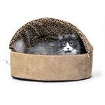 K&H Pet Products Thermo-Kitty Bed Deluxe Indoor Heated Cat Bed Tan/Leopard Large 20 Inches