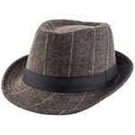 The Tie Hub Brown & Black Woven Fedora Hat – Classic Wide Brim Hat for Men