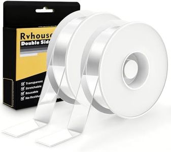 Rvhouse Double Sided Tape 1.18" x 200" 2 Pack Large Roll Clear Mounting Tape Nano Removable Tough Sticky Adhesive for Carpet Picture Poster Office Home RV Decoration