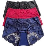 SEISILUORA Women's Sexy Lace Panties lady knickers women Lingerie Underwear Briefs Floral Lace Boy Shorts (UK, Numeric, 8, 10, Regular, Regular, Black, Blue, Red)