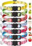 7 Pack Breakaway Cat Collars with Bells & Fruit Pendants,Safety Kitten Collar,Adjustable,Ideal for Girl Cats Boy Male Cats Pet Supplies,Accessories,Gifts