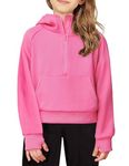 Arshiner Girls Half Zip Sweatshirt Fleece Pullover Hoodie Long Sleeve Fall Winter Tops Clothes Thumb Hole Girls Pink Sweatshirt Size 10-12