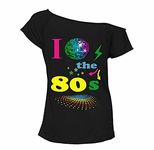 Zeetaq Ladies I Love The 80's T-Shirt Fancy Dress Costume Neon Festival Women's Outfit UK Size 8-26 (Black Love 80's Globe, XXXL)