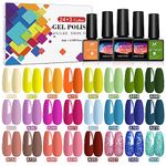 Erarrow 27 Pcs Gel Nail Polish Set, Nail Polish 24 Colors, Popular Nail Art Colors UV LED Soak Off Nail Gel Kit with Glossy & Matte Top Base Coat