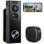 XTU Wireless Video Doorbell No Subscription-2K HD Security Doorbell Camera-Local/Cloud Storage with Multi-angle Bracket, Work with Alexa and Google Home